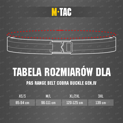 M-Tac - Pas taktyczny Range Belt Cobra Buckle Gen.IV - Tegris - MOLLE - Czarny - 12226002