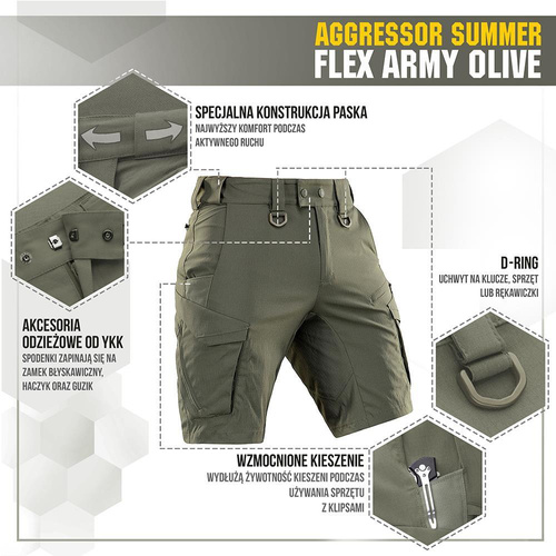 M-Tac - Spodenki taktyczne Aggressor Summer Flex - Army Olive - 20472062