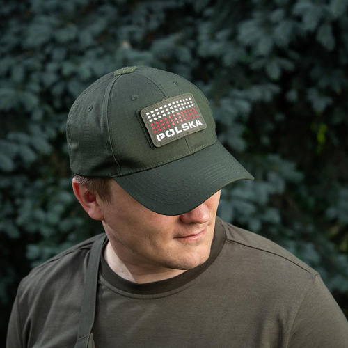 M-Tac -  Naszywka Z Flagą i Napisem Polska - Laser Cut - Piksele - Czerwony / Ranger Green / Biały - 51007123