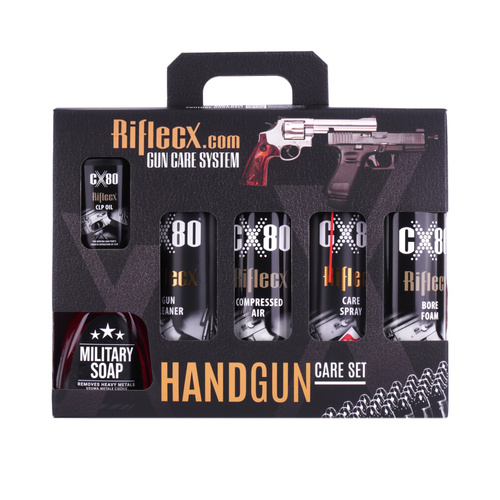 RifleCX - Zestaw preparatów do czyszczenia broni krótkiej Handgun Set - 8 elementów - 90982