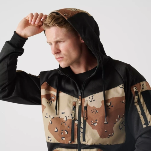 Helikon - Rozpinana bluza Rogue Hoodie Fullzip - RipStop - Czarny/6 Color Desert - BL-RHF-PO-016CA