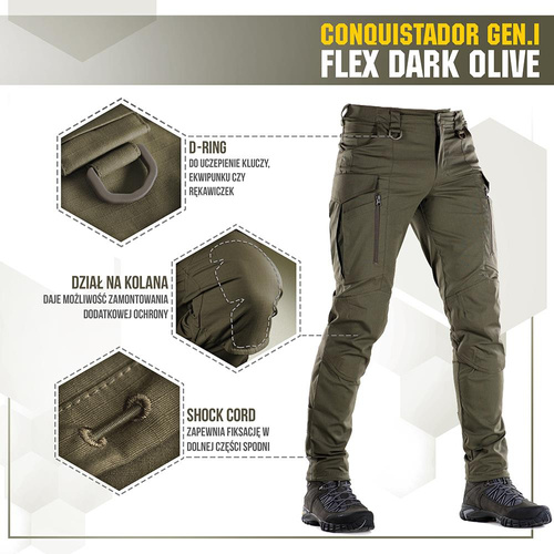 M-Tac - Spodnie taktyczne Conquistador Gen.I Flex - Ripstop - Dark Olive - 20059048