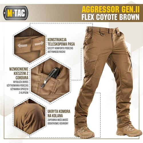 M-Tac - Spodnie taktyczne Aggressor Gen.II Flex - Ripstop - Coyote Brown - 20058017