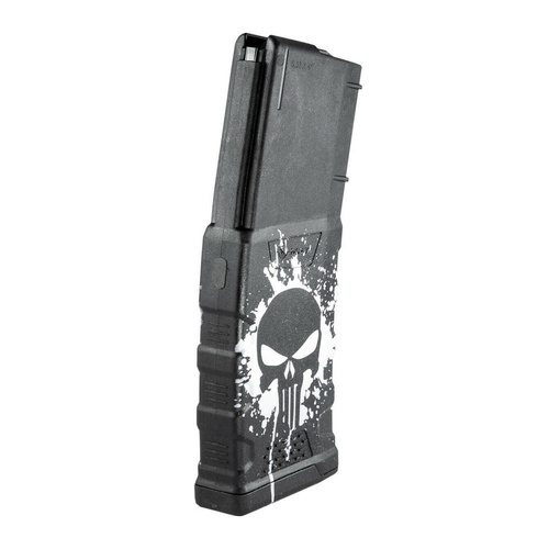 MFT - Magazynek polimerowy Extreme Duty Punisher Skull do AR-15 / M4 - 5,56 x 45 mm/.223 - 30 naboi - Czarny - EXDPM556D-PSS-WH