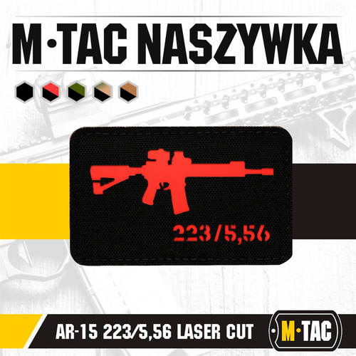 M-Tac - Naszywka AR-15 223/5,56 Laser Cut - Czarny/Czerwony - 51111233