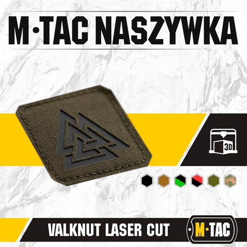 M-Tac - Naszywka Laser cut Valknut kwadrat - Czarny / Ranger Green  - 51162232
