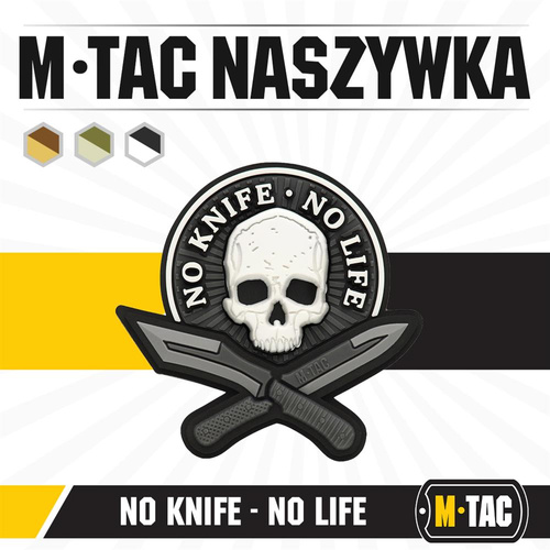 M-Tac - Naszywka 3D PVC No Knife - No Life - Czarny / Biały - 51128236