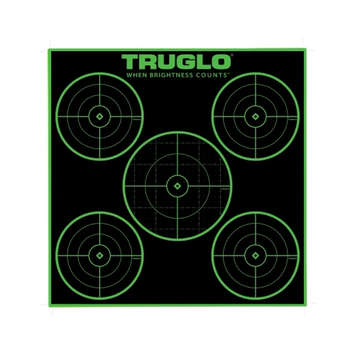 TruGlo - Samoprzylepne tarcze strzeleckie TruSee z zaklejkami - 5-Bull - 305 x 305 mm - Zielone fluorescencyjne - 6 szt. - TG-TG11A6