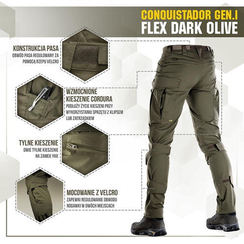 M-Tac - Spodnie taktyczne Conquistador Gen.I Flex - Ripstop - Dark Olive - 20059048