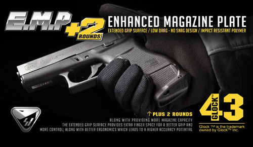 Strike Industries - Stopka magazynka Enhanced Magazine Plate do Glock 43 - SI-EMP-G43-BK