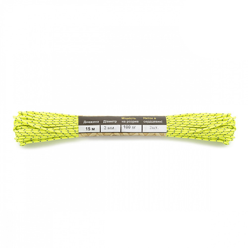 M-Tac - Paracord Minicord - 2 mm - 15 m - Reflective Neon Yellow - 10271142