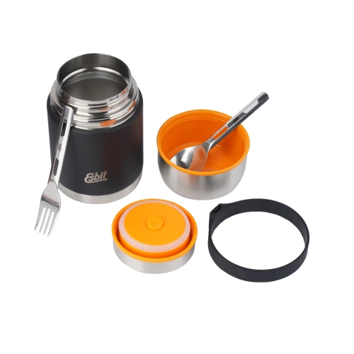 Esbit - Termos na żywność Classic Food Jug Cutlery Set - 750 ml - Czarny - FJ750ML-BK-2SL-S