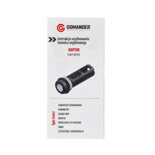 Hamulec wylotowy Gomander Raptor 9 mm 1/2x28 UNEF - Stal - Czarny - TBO.10212_0-1_2x28un