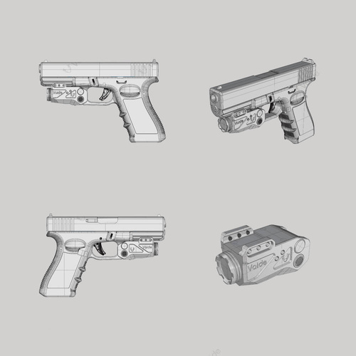 Vaide - Latarka taktyczna LED na broń z laserem Compact Scrapper Combo - 500 lumenów - Czarna - VAPLL-R01