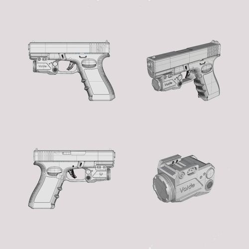 Vaide - Latarka taktyczna LED na broń z laserem Compact Scrapper Combo - 500 lm - Czarna - VAPLL-G01