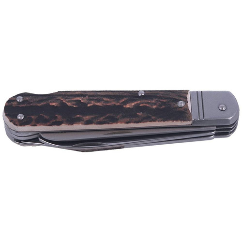 Mikov s.r.o. - Nóż myśliwski Mikov Fixir Imit. Dear Stag - 3 ostrza - Skórzana kabura - Brązowy - 232-XH-3 KP