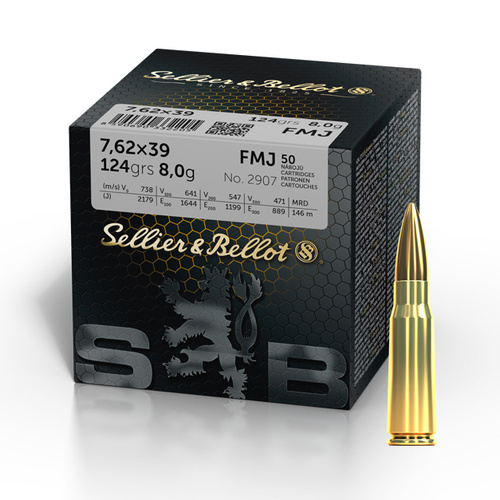 Amunicja karabinowa Sellier&Bellot 7,62x39 mm FMJ 124 gr / 8 g - 50 sztuk - V340842