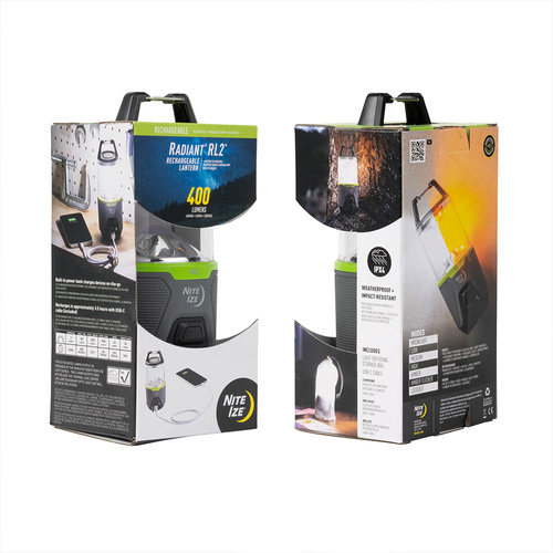 Nite Ize - Akumulatorowa lampa kempingowa Radiant® RL2™ - 400 lm - Szara / Zielona - RL2-17-R8