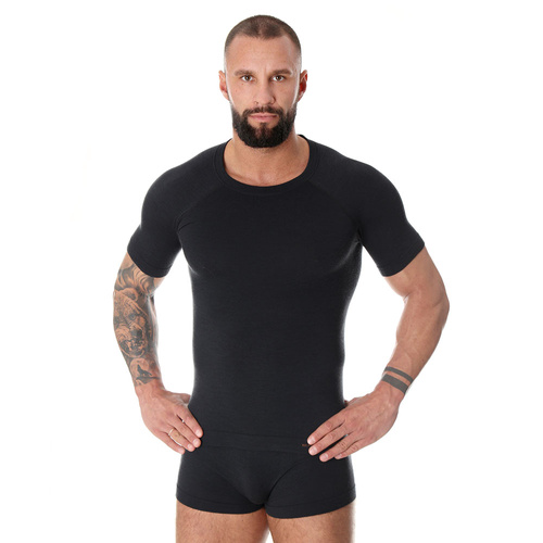 Brubeck - Koszulka termoaktywna z krótkim rękawem Active Wool Merino - Czarna - SS1171M