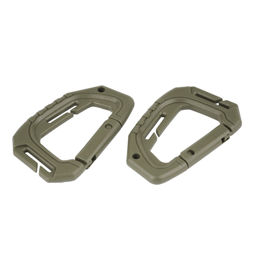 Mil-Tec - Karabińczyk Tactical Carabiner MOLLE - Polimer - 2 sztuki - Zielony OD - 15922501