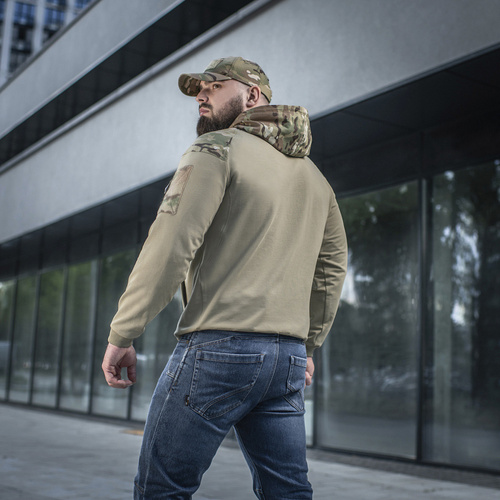 M-Tac - Bluza z kapturem Combat - Bawełna - Light Olive - 20520083