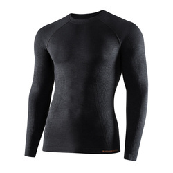 Brubeck - Koszulka termoaktywna z długim rękawem Active Wool Merino - Czarna - LS1282M