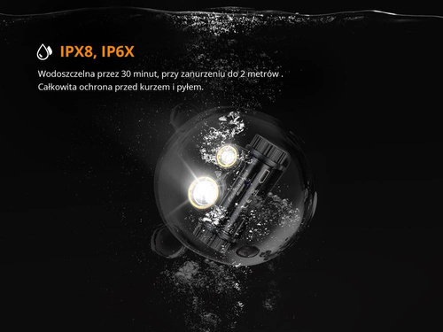 Fenix - Latarka czołówka LED z akumulatorem - 1400 lumenów - Czarna - HM65R