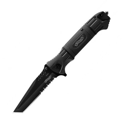 Walther - Nóż składany Black Tac Tanto BTTK - Liner Lock - Aluminiowa rękojeść - Czarny - 5.0716