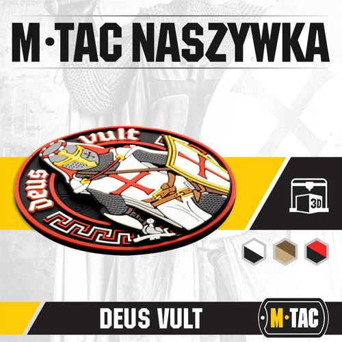 M-Tac - Naszywka Deus Vult - PVC 3D - Biały/Czerwony - 51116000