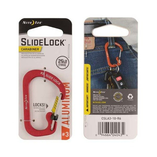 Nite Ize - Karabinek SlideLock® Carabiner Aluminum #3 - Czerwony - CSLA3-10-R6 - Karabinki aluminiowe