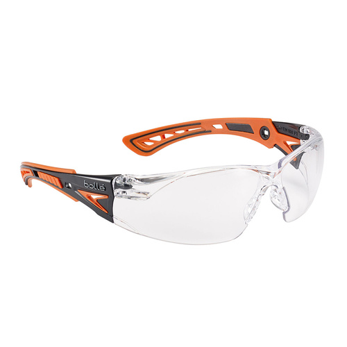 Bolle Safety - Okulary ochronne Rush+ - Przezroczysty wizjer - Pomarańczowe - RUSHPPSIO