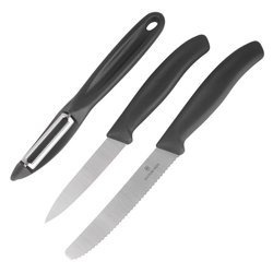 Victorinox - Zestaw noży kuchennych Swiss Classic z obieraczką - 3 elementy - Czarny - 6.7113.31