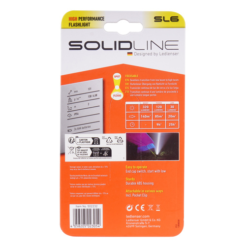 Ledlenser - Latarka LED Solidline SL6 - 320 lumenów - Czarny - 502232