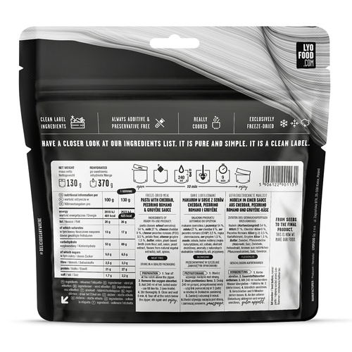 LyoFood - Liofilizowana racja żywnościowa Lyo Expedition - Makaron z serem - 370g