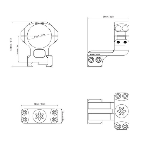 Vector Optics - Montaż do lunety dwuczęściowy Cantilever - 30 mm - Weaver - Czarny - XASR-3016