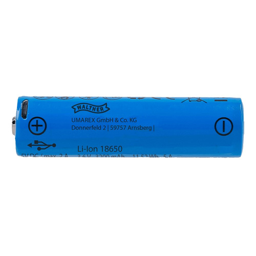 Walther - Akumulator ICR 18650 - 3,7 V - USB - 3200 mAh - 3.7133