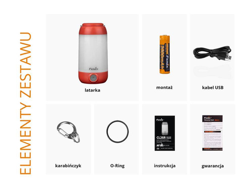 Fenix - Latarka LED kempingowa - 2600 mAh 3,6 V - Czerwona - CL26R