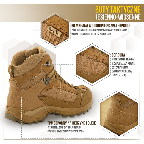 M-Tac - Buty taktyczne za kostkę jesienno-zimowe - Cordura - Coyote - 1JJ143/8TPLV