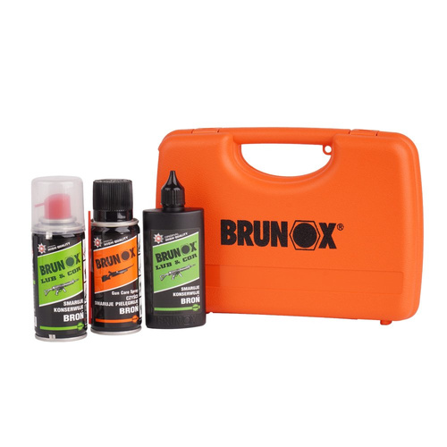 Brunox - Zestaw preparatów do czyszczenia broni z walizką - 2 x Lub&Cor + Gun Care Spray