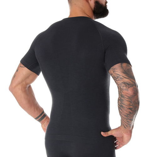Brubeck - Koszulka termoaktywna z krótkim rękawem Active Wool Merino - Czarna - SS1171M