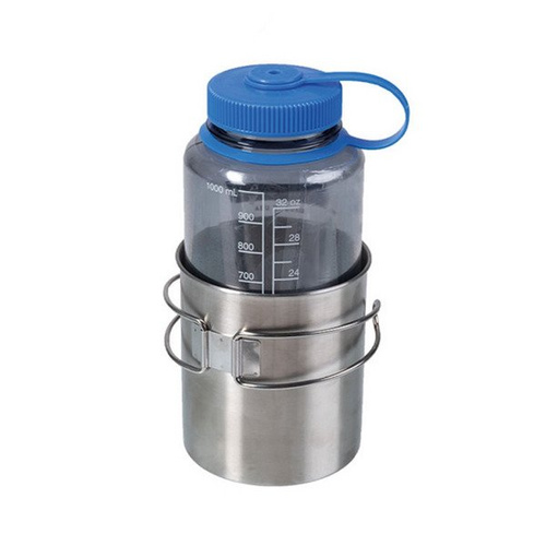 Mil-Tec - Kubek ze stali nierdzewnej ze składanym uchwytem - 800 ml - Srebrny - 14602800