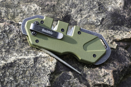 Smith's - Kieszonkowa ostrzałka do noży PP1-Tactical ze zbijakiem do szyb - Zielony OD - 50981