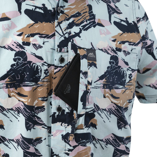 Helikon - Koszula Hawajska z krótkim rękawem - Cotton Blend - Dark Ops - KO-HAW-CB-1N