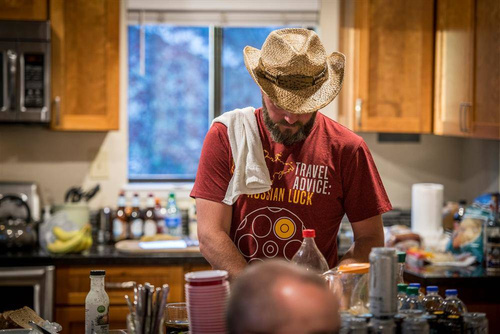 Helikon - Koszulka T-Shirt Travel Advice Russian Luck - Czerwony/Czarny Melanż - TS-TRL-CO-2501Z