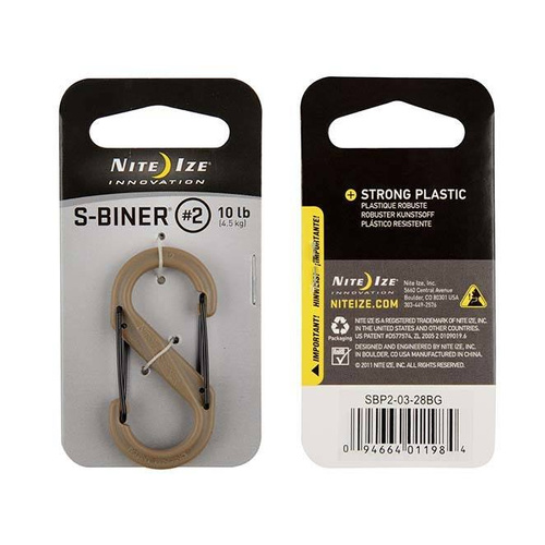 Nite Ize - Karabinek S-Biner #2 Plastic Black Gate - Coyote - SBP2-03-28BG