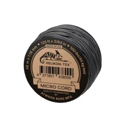 Helikon - Linka Micro Cord typu Paracord (125ft) - 38 m - Czarny - CD-WL3-NL-01