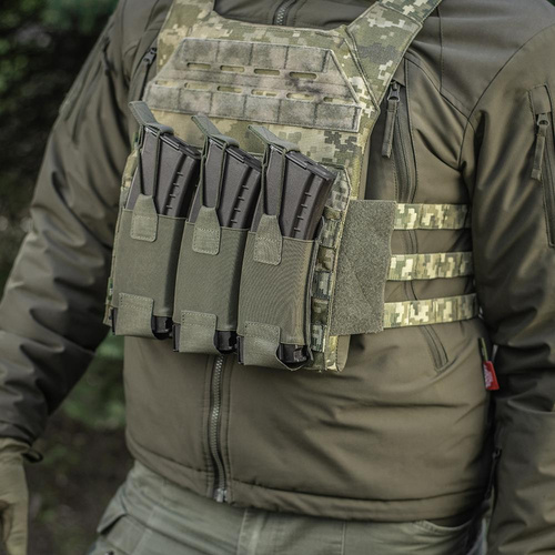 M-Tac - Ładownica potrójna na magazynki AR / AK Elite Laser Cut - Ranger Green - 10145123