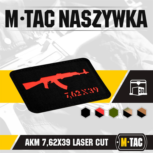 M-Tac - Naszywka AKM 7,62x39 Laser Cut - Czarny/Czarwony - 51110233