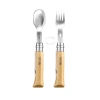 Opinel - Zestaw sztućców turystycznych Complete Picnic Plus z nożem No. 08 - Stal nierdzewna - Drewno - 002500