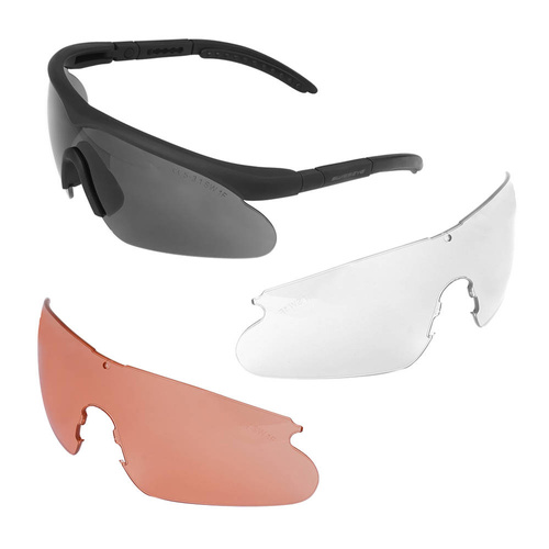 Swiss Eye - Okulary strzeleckie Raptor - Czarne - Smoke/Orange/Clear